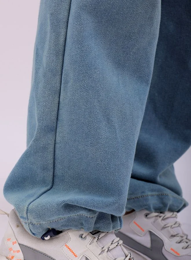 The Indian Garage Co Men Relaxed Fit Solid Mid-Rise Denim Joggers