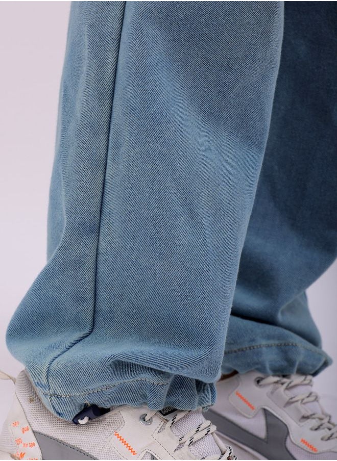 The Indian Garage Co - Men Relaxed Fit Solid Mid-Rise Denim Joggers - Image 1