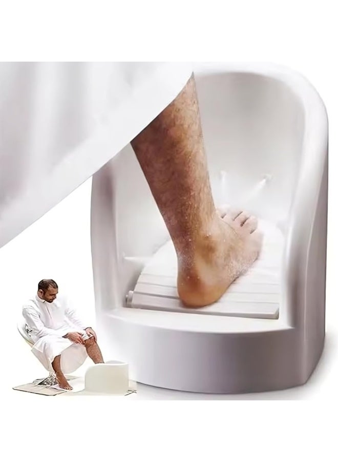 Relax Smart Wudu Foot Washer – Portable White Foot Washing Basin for Ablution, Easy-Clean Design with Anti-Slip Base, Comfortable & Hygienic Wudhu Foot Cleaner for Home and Mosque Use (48x37x36cm)