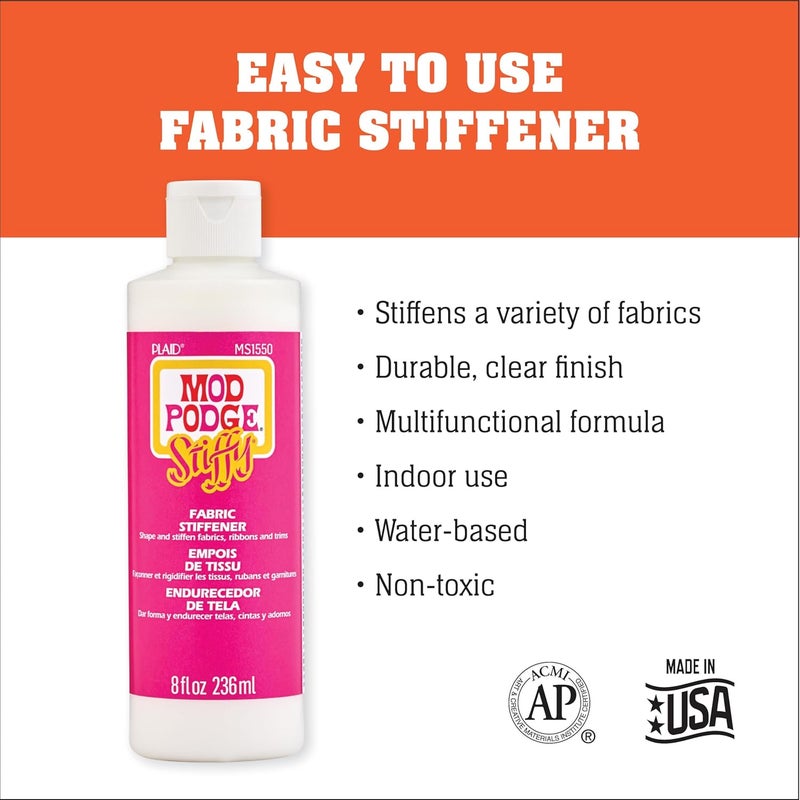 Mod Podge Plaid Stiffy Fabric Stiffener - 8 Ounce (236ml) for Crafting and Fabric Projects - Image 2