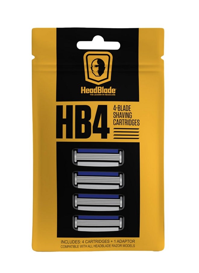 HeadBlade - HeadBlade Men's HB4 Refill Shaving Razor Blades. Stainless Steel Blades for No Tugging or Pulling, Shave Less, Works for Face, Body, and Scalp (Pack of 1) - Image 1