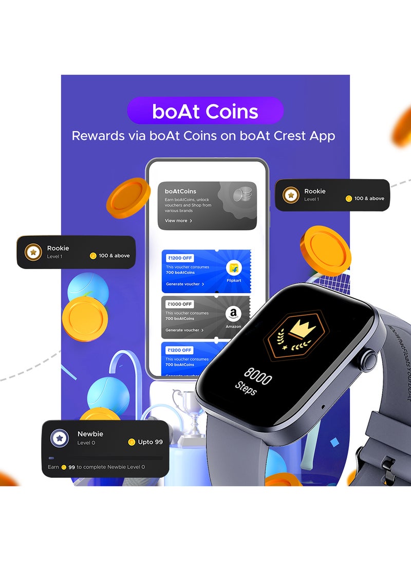 بوات ساعة boAt Wave Call 2 مع شاشة HD بحجم 1.83 بوصة، مكالمات بلوتوث متقدمة، استوديو تصميم واجهة الساعة، عملات، أكثر من 700 وضع نشط، نتائج كريكيت مباشرة، ساعة ذكية للرجال والنساء - Image 2