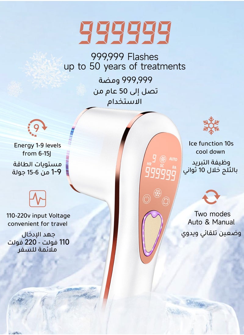 IPL Laser Hair Removal Device with Ice Cooling Technology - 9 Energy Levels & 3-in-1 Functions (HR/SC/RA) | Painless Full Body Use for Women/Men | CE Certified for Arab Skin Tones | Suitable for Face/Bikini/Back/Beard | 999,999 Flashes Permanent Results - pzsku/Z90EC7587068FC6692CF0Z/45/_/1740468532/74dd3e65-92e4-401e-9d18-ddbe2737aa40