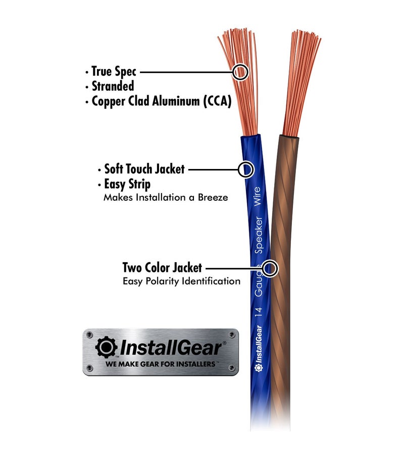 InstallGear سلك مكبر الصوت InstallGear بطول 30 قدم وقياس 14 - سلك مكبر صوت من الألمنيوم المطلي بالنحاس للسيارات - كابل مكبر صوت مرن مع غلاف أزرق وأسود - للاستخدام في المسرح المنزلي أو السيارات - Image 2