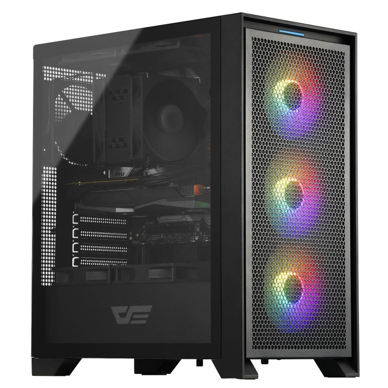 darkFlash ATX Mid-Tower Gaming PC Case, Pre-Installed 3x120mm Fix RGB Fans, with Removable Large Mesh Front Panel, USB3.0 Ready, Tempered Glass Side Panel Airflow Computer Case, Black(DRX70) - Image 1