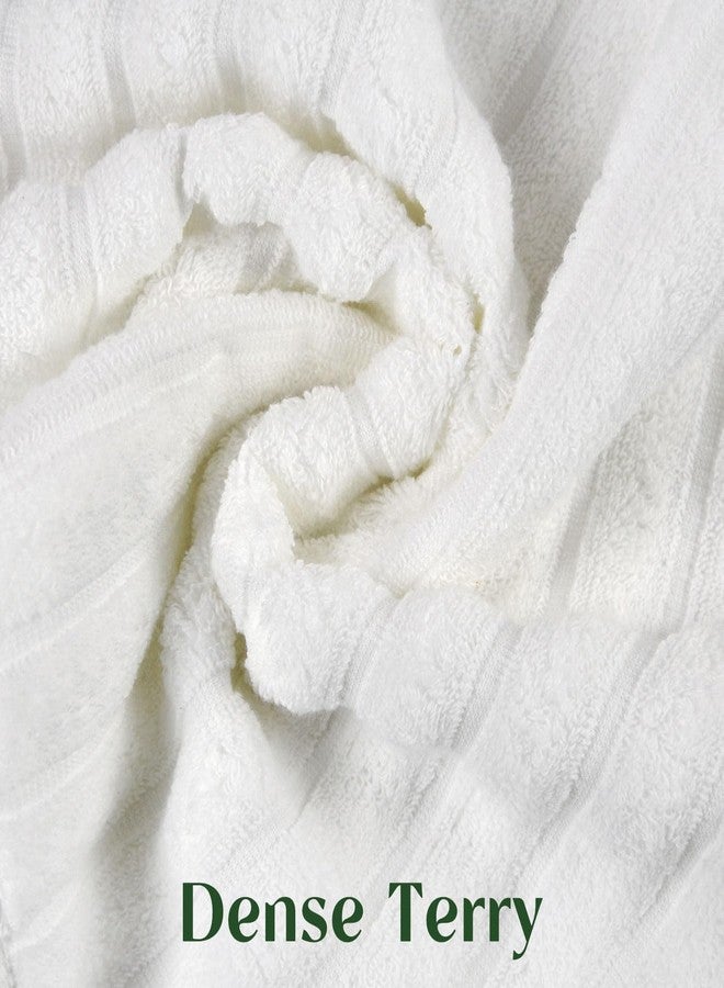 Jacquotha Luxurious 2-Pack Ribbed Striped Hand Towels (White) - Hotel & Spa Premium Cotton Face Towels 13” x 29”, Soft and Quick Drying 480GSM - Image 3