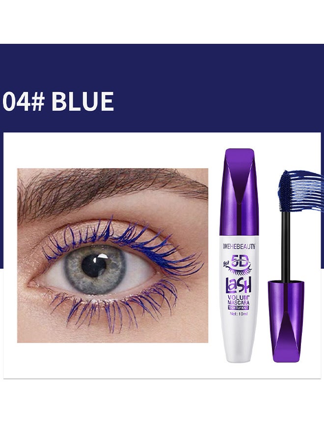 WEHEBEAUTY Extreme Big 5D Volume Lash Mascara Fiber Lash Extensions Colored Mascara Long Lasting Smudge Proof Non Clumping Curling Voluminous Mascara For Lengthening Charming Lashes - Blue  - Image 2