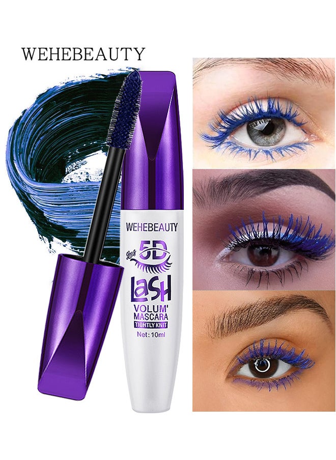 WEHEBEAUTY Extreme Big 5D Volume Lash Mascara Fiber Lash Extensions Colored Mascara Long Lasting Smudge Proof Non Clumping Curling Voluminous Mascara For Lengthening Charming Lashes - Blue  - Image 1