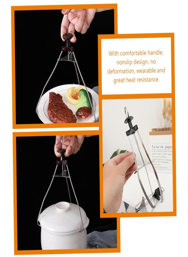 Hemoton 2pcs Triangular Grab Plate Clamp Bowl Picker Non-rusting Bowl and Pot Clamp Three-claw Plate Lifter Kitchen Lifter 2pcs Kitchen Gadget Tongs Clip Flat - Image 5