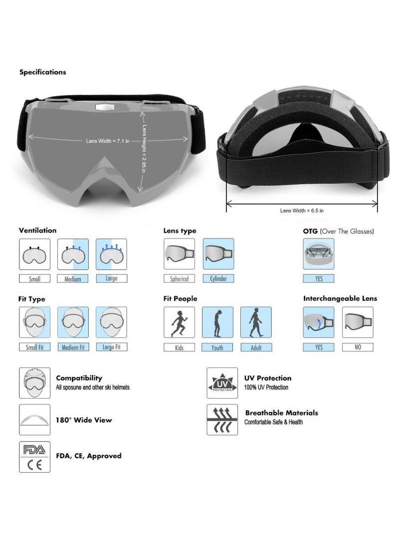 Bukela Dirt Bike ATV Goggles UV400 Motorcycle Goggles Windproof Dustproof for Men Women Youth Motocross Riding Protection Anti-Scratch Full View Adjustable Strap - Image 4