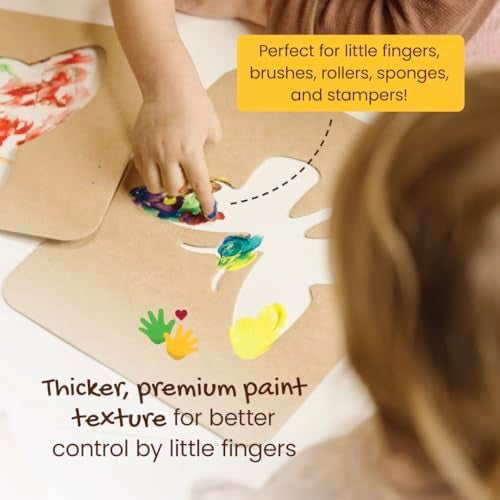 Honeysticks ألوان أصابع غير سامة من هونيستيك (6 ألوان زاهية)، قابلة للغسل من الجلد، آمنة للرسم بالأصابع للأطفال، أعمار 1-3، 2-4، 3-5، مثالية كأول طلاء للفنانين الصغار من عمر 1+، قائمة على الماء، صديقة للبيئة - Image 5