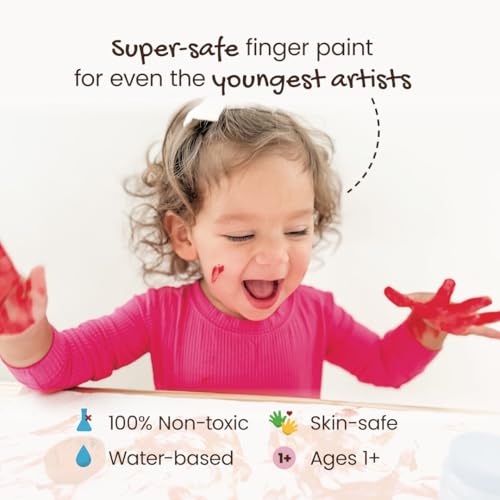 Honeysticks ألوان أصابع غير سامة من هونيستيك (6 ألوان زاهية)، قابلة للغسل من الجلد، آمنة للرسم بالأصابع للأطفال، أعمار 1-3، 2-4، 3-5، مثالية كأول طلاء للفنانين الصغار من عمر 1+، قائمة على الماء، صديقة للبيئة - Image 2
