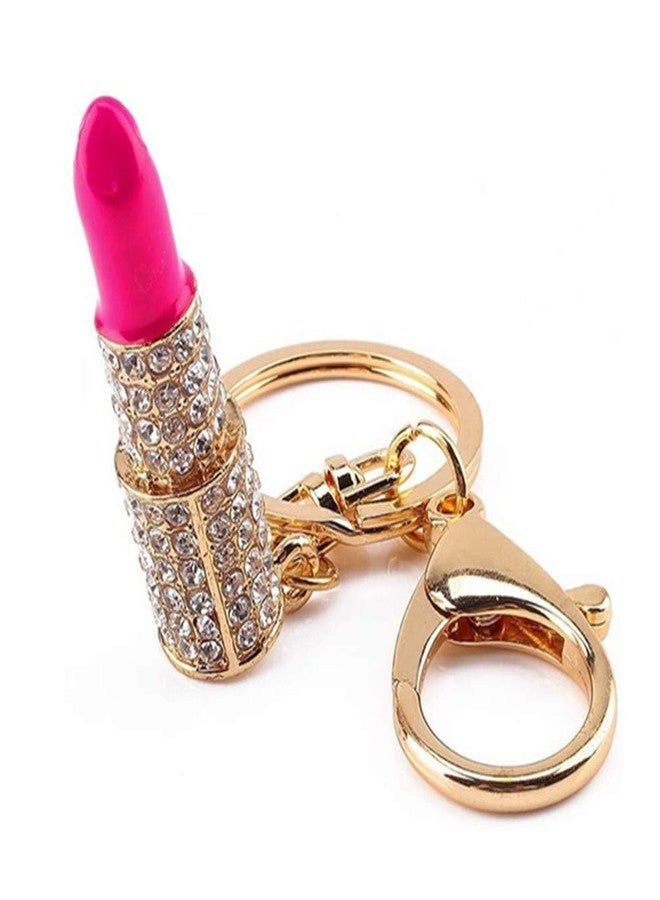 Jilukibo Crystal Charm Lipstick Keychain for Women, Cute Rhinestone Purse Bag Pendant Keyring Pouch Makeup Christmas Gift for Girl Lady (2 Pack) - Image 3