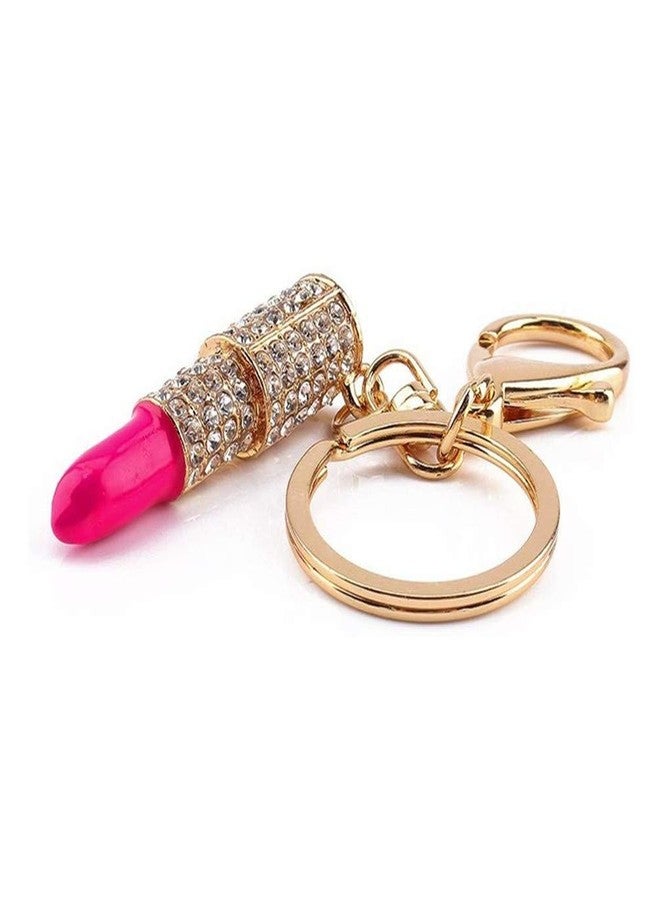 Jilukibo Crystal Charm Lipstick Keychain for Women, Cute Rhinestone Purse Bag Pendant Keyring Pouch Makeup Christmas Gift for Girl Lady (2 Pack) - Image 4