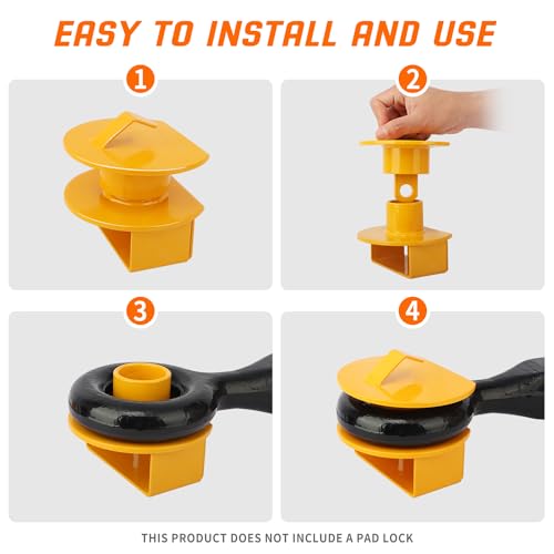METOWARE Lunette Eye Lock Tow Drawbar Lock Heavy-Duty Steel Trailer Lock Fits All 2-1/2 to 3 Inch Lunette Eyes (Yellow) - Image 4
