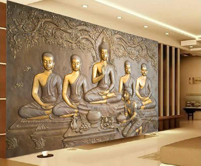 DECOR PRODUCTION Lord Buddha 3D Wall Stickers, PVC Self Adhesive Vinyl Wall Poster for Living Room, Hall, Play Room, Bedroom, Kitchen, Office (Large_Wallpaper_pt6, Multicolour, 3x4 Feet) - Image 3