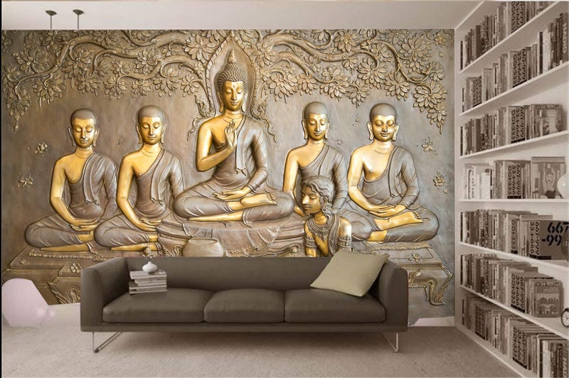 DECOR PRODUCTION Lord Buddha 3D Wall Stickers, PVC Self Adhesive Vinyl Wall Poster for Living Room, Hall, Play Room, Bedroom, Kitchen, Office (Large_Wallpaper_pt6, Multicolour, 3x4 Feet) - Image 5