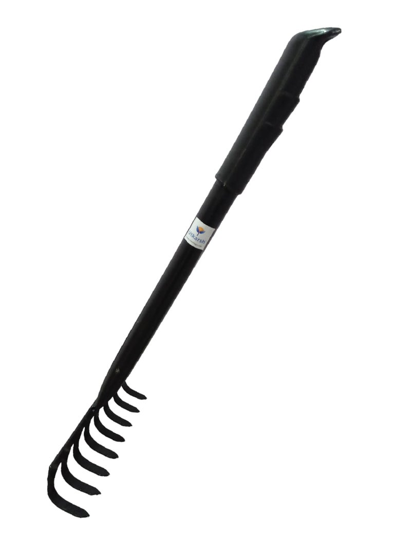 Utkarsh Garden Rake with 8 Teeth or Prongs | Heavy Duty Gardening Tool for Home Garden | Lawn, Landscaping Yard, Garden Leaf Rake | Weeding, Tilling, Aerating Soil Rake - Set of 1 Tool - Image 5