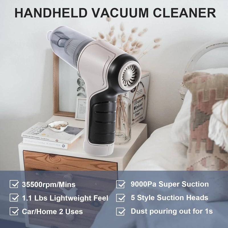 QLECT مكنسة يدوية لاسلكية بقوة شفط 12kPA و60 واط وم blower هواء 3 في 1، محرك BLDC، فلتر HEPA، مدمجة وخفيفة الوزن للاستخدام في السيارة والمنزل وشعر الحيوانات الأليفة - Image 2