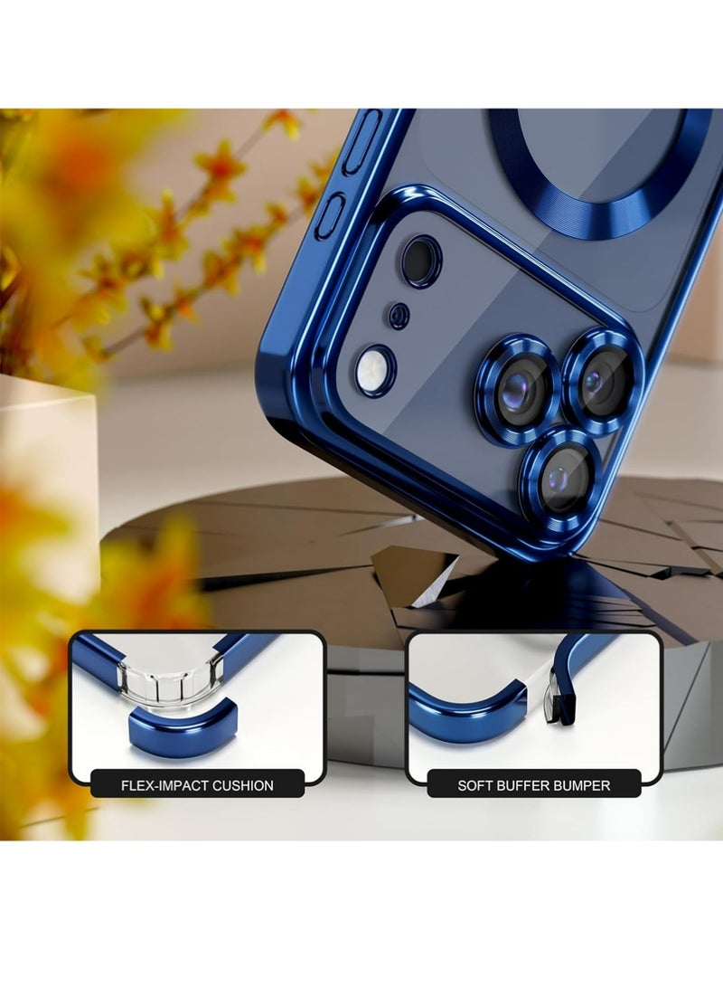PULUZ Case for iPhone 17 Pro+screen protector with MagSafe [Never Yellowing] [Military Grade Drop Protection] Full Camera Lens Protector Plating Soft Clear Phone Case for Women - Image 2