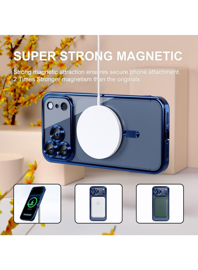 PULUZ Case for iPhone 17 Pro+screen protector with MagSafe [Never Yellowing] [Military Grade Drop Protection] Full Camera Lens Protector Plating Soft Clear Phone Case for Women - Image 4