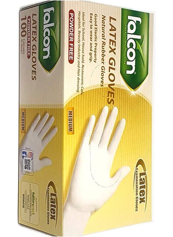 Falcon Latex Gloves Powder Free (Medium)  - Image 1