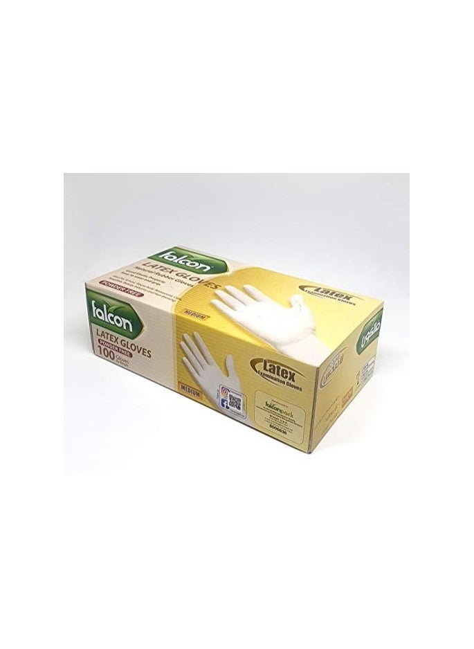 Falcon Latex Gloves Powder Free (Medium)  - Image 2