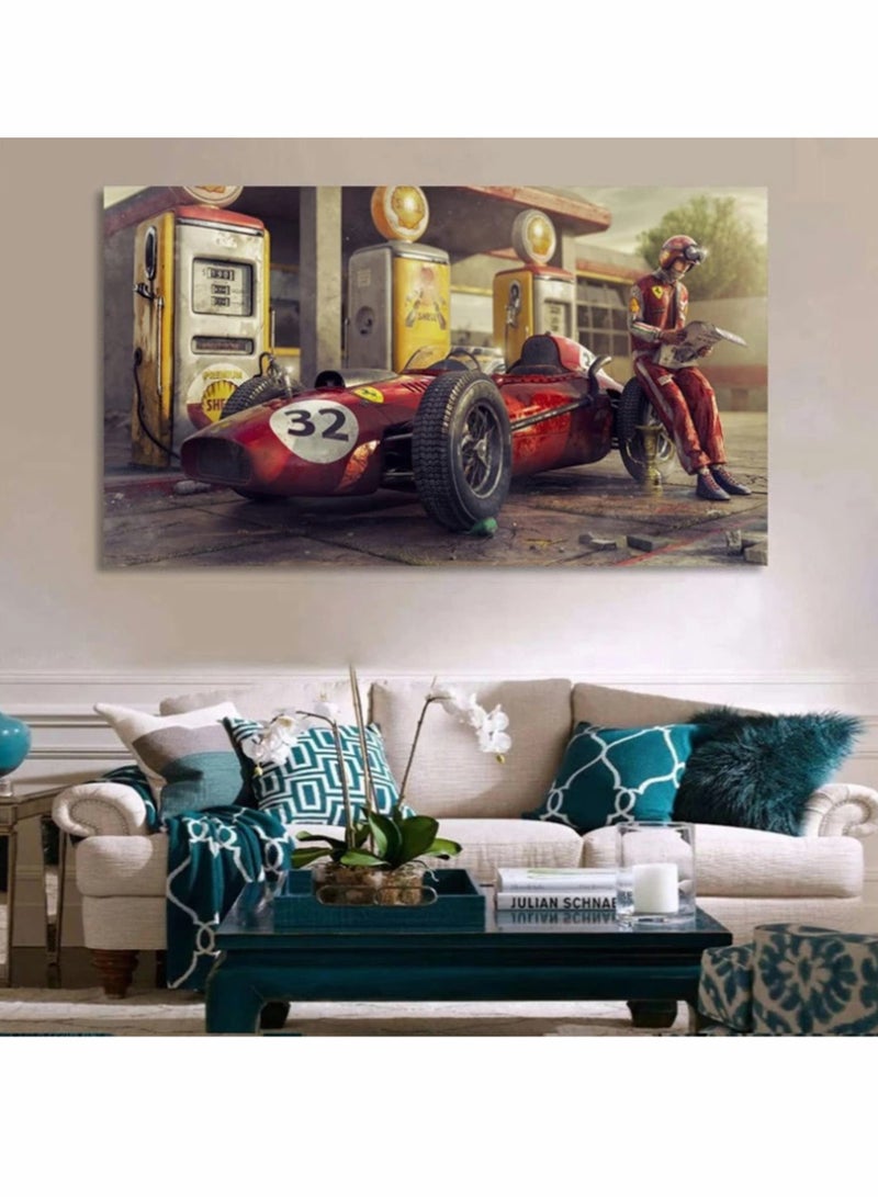 Canvas Painting Poster Wall Art Room Decor Vintage Car Posters Prints Ferraris Classic Racing F1 Race Car Artwork Wall for Living Room Office Decor(50X75Cm No Frame)