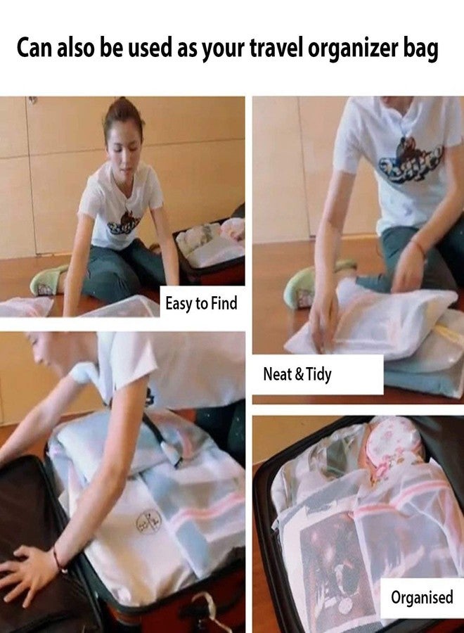 BSITFOW Mesh Laundry Washing Bags With Premium Rust Free Zipper, Store Dirty Clothes, Washing Bags, Blouse, Bra, Hosiery, Lingerie, Stocking, Jeans (Polyester)(Transparent) (1, 50X60) - Image 5