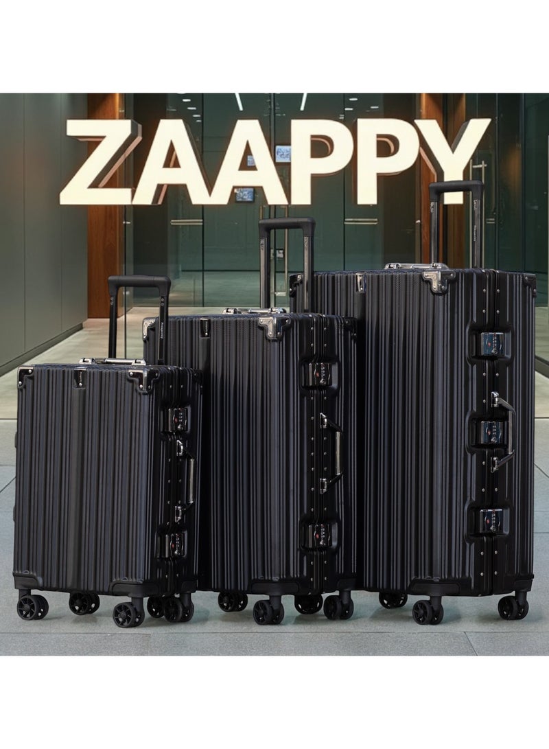 زاابي ZAAPPY بروسب مجموعة من 3 قطع 20/24/28 بوصة خفيفة الوزن بإطار ألومنيوم غير قابل للكسر، حقيبة سفر عصرية بعجلات دوارة مزدوجة هادئة 360°، حقيبة صلبة من البولي كربونات - Image 2