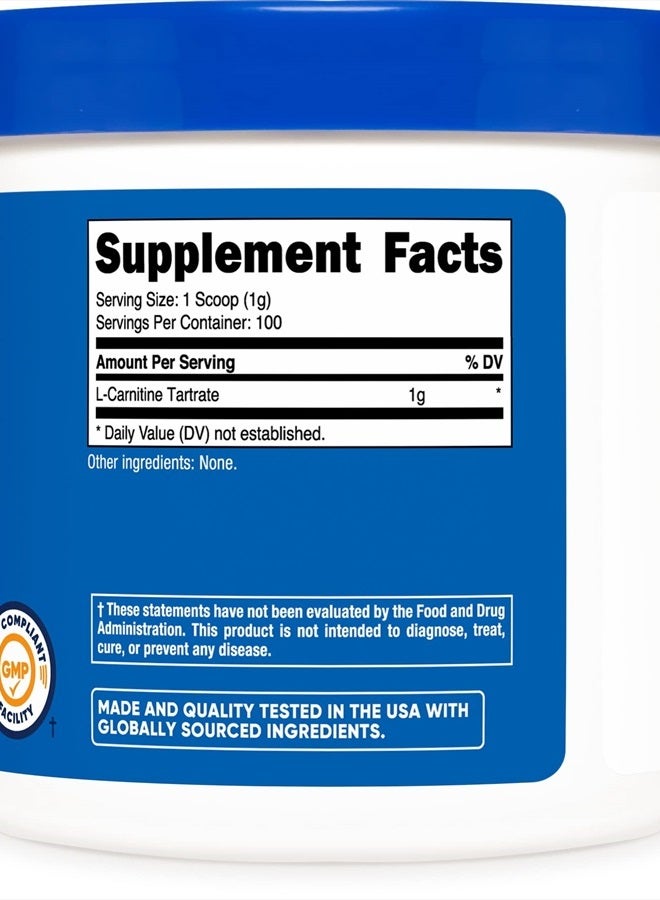 Nutricost L-Carnitine Tartrate Powder 100 Grams - 1 Gram per Serving - Image 4