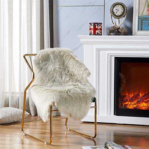 Easy Joy EasyJoy Ultra Soft Fluffy Shaggy Area Rug Faux Fur Rug Chair Cover Seat Pad Fuzzy Area Rug for Bedroom Floor Sofa Living Room (2 x 3 ft Sheepskin, Beige) - Image 4