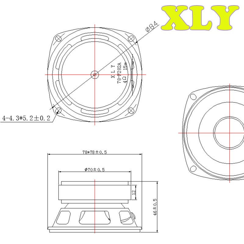 مكبر صوت بلوتوث خارجي مغناطيسي 3 إنش بيس 20-نواة 4-15 واط 78 مربع ماسي حافة مطاطية - Image 4