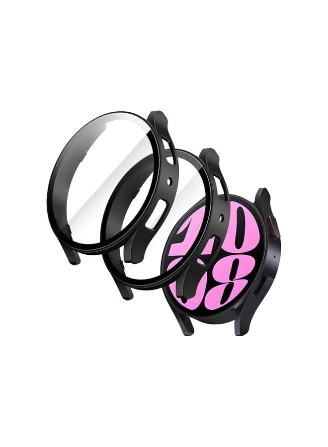 Jetech Case with Screen Protector Compatible with  Galaxy Watch 6 40mm, Overall Protective Cover, Built-in Tempered Glass Film High Sensitivity, 2 Pack (Black) - Image 1