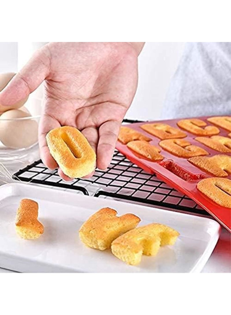 Luckam قالب كعكة حروف سيليكون خالي من BPA، قالب شوكولاتة غير لاصق، ناعم وسهل الإخراج، أدوات خبز كعكة سيليكون حمراء لتزيين، مرونة جيدة، صينية ثلج DIY، أواني كعكة مطبخ - Image 5