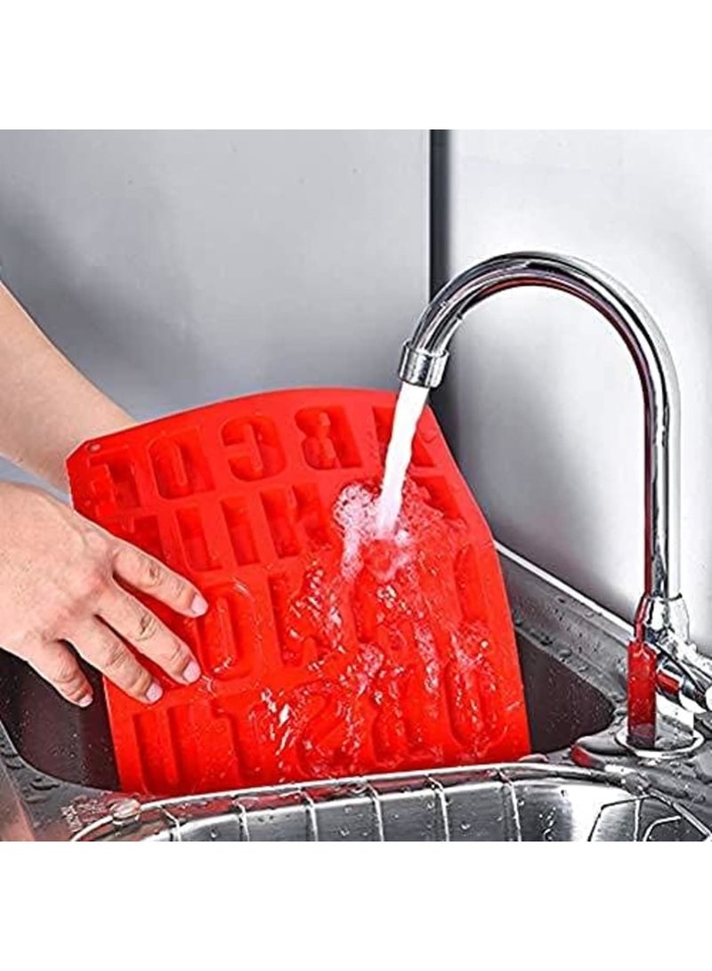 Luckam قالب كعكة حروف سيليكون خالي من BPA، قالب شوكولاتة غير لاصق، ناعم وسهل الإخراج، أدوات خبز كعكة سيليكون حمراء لتزيين، مرونة جيدة، صينية ثلج DIY، أواني كعكة مطبخ - Image 3