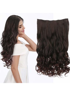 REECHO 14" 1-Pack 3/4 Full Head Wavy Clips in on Synthetic Hair Extensions HE008 Hairpieces for Women 5 Clips 3.6 Oz per Piece - Dark Brown  - Image 1
