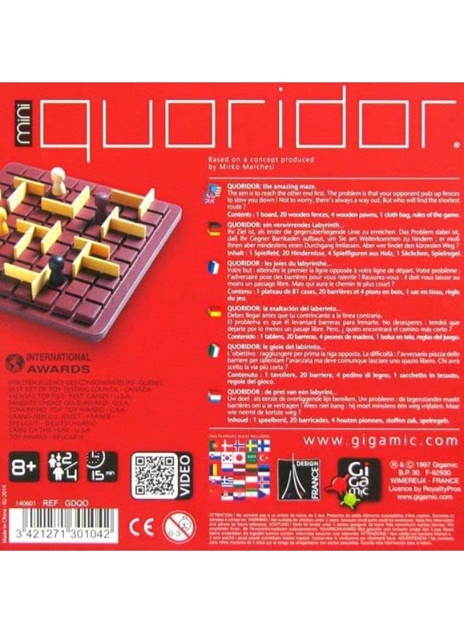Gigamic Quoridor Mini | Travel-Friendly Strategy Game for Families and Adults | Ages 8+ | 2 to 4 Players | 15 Minutes - Image 4