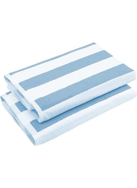 Beach Towel Striped 2 Piece 180x70 cm-White-Light Blue
