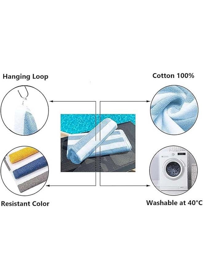 Beach Towel Striped 2 Piece 180x70 cm-White-Light Blue