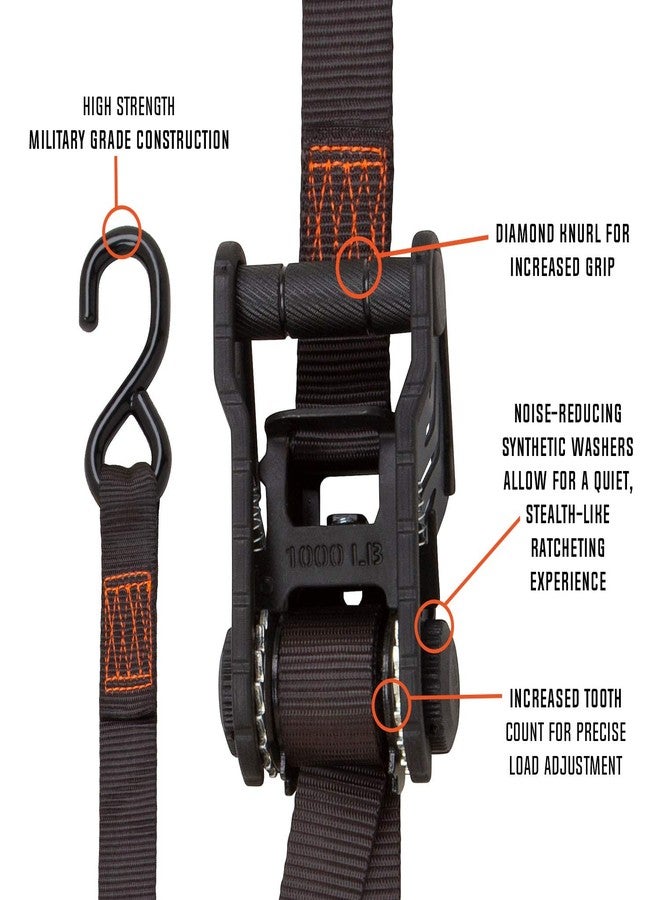 SMARTSTRAPS أحزمة ربط تكتيكية برتقالية اللون من سمارت ستربس بطول 10 أقدام مزودة بآلية شد، تتحمل حمولة عمل آمنة تصل إلى 1000 رطل - عبوة من قطعتين 4629 - Image 4