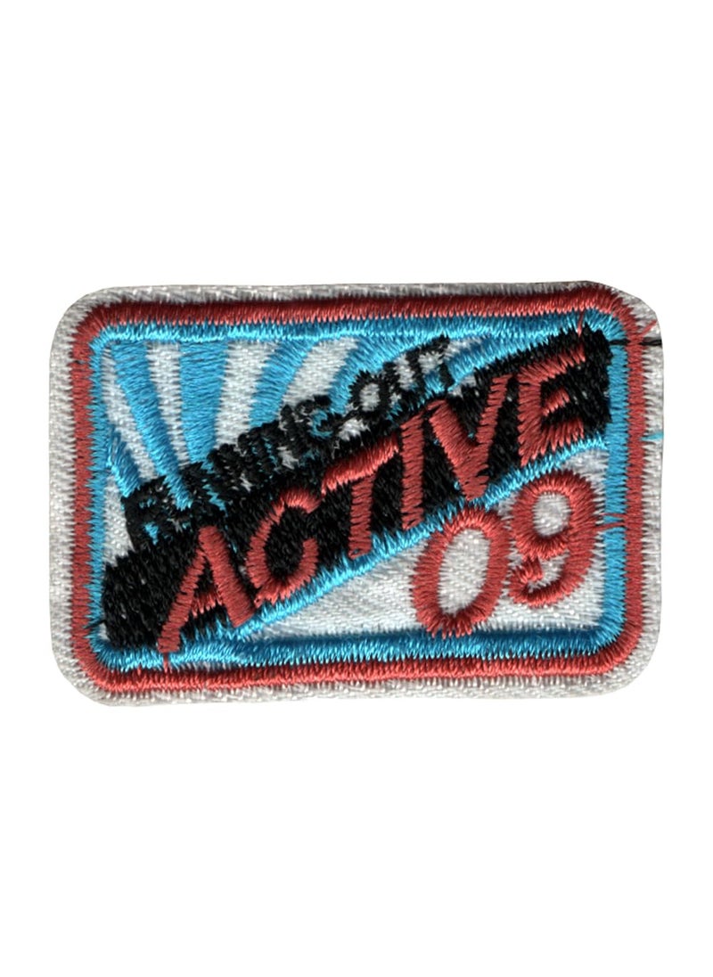 Generic 2 Pieces Running Out 'Active 60' Applique Embroidered Sew-on Patch ; Size Small: 5cm x 3cm for Jackets, Bags, Caps, T-Shirts, Jeans, Outdoor Clothing (Pack of 2). (Code: SBX-103)  - Image 1