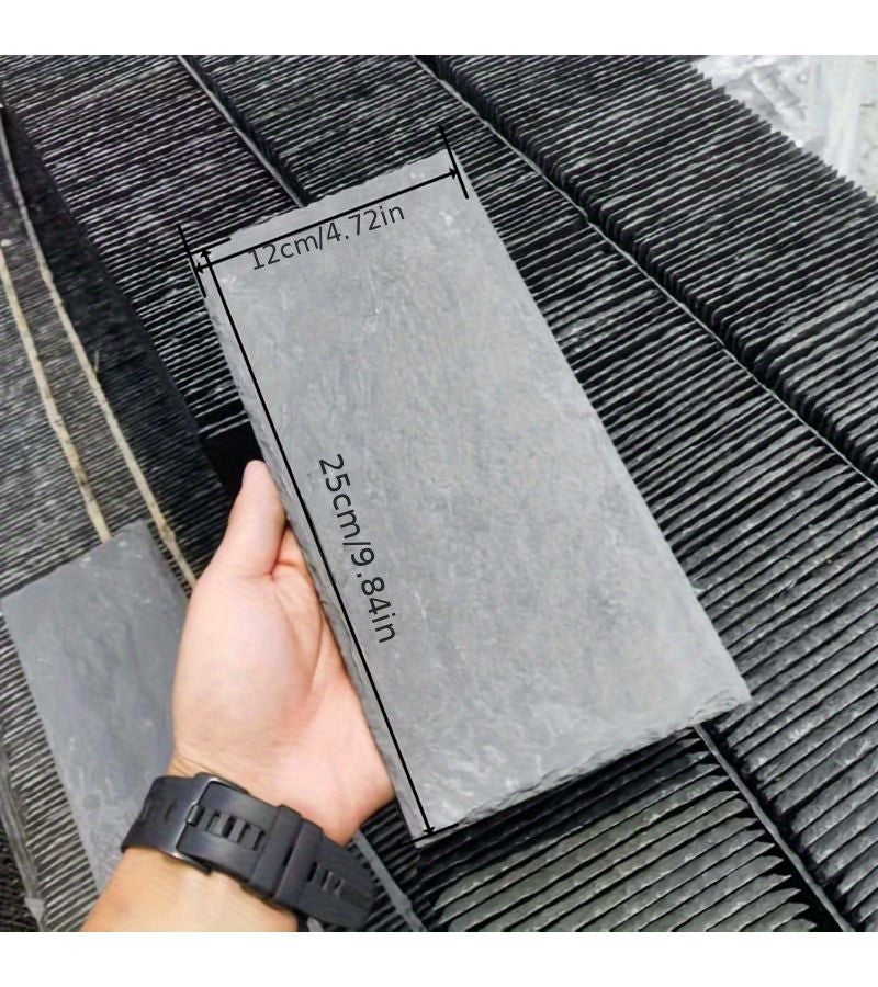 لوح حجر أردواز طبيعي مربع 9.84×9.84 بوصة، موطن برمائي متعدد الأغراض، منصة تشمس للسلاحف، طبق تغذية للزواحف، طاولة راحة، دافئ شتاءً بارد صيفاً، زينة لحوض الأسماك، رسم يدوي. - Image 4