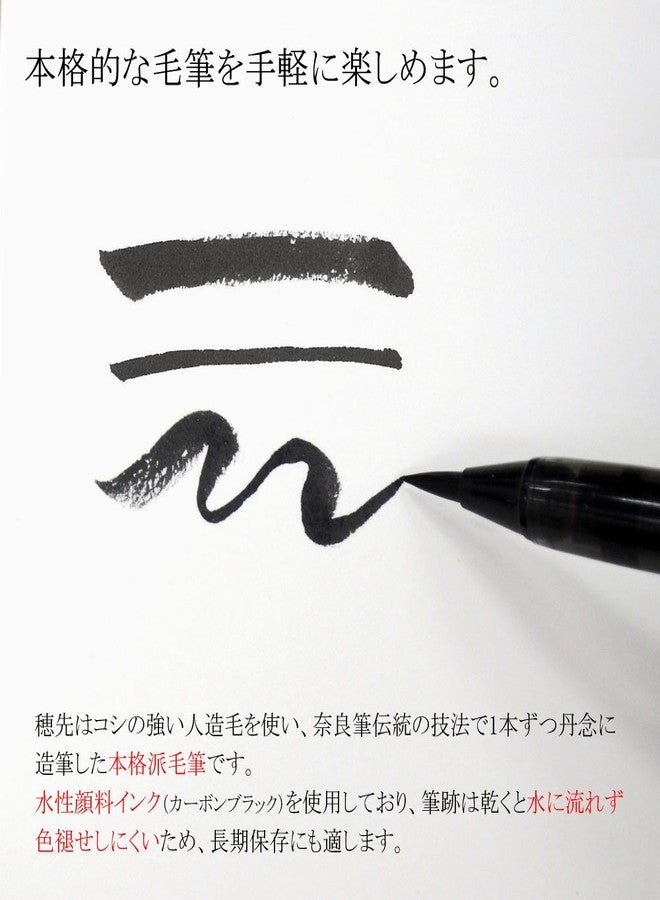 Akashiya AK2000UP-RD Brush Pen, Natural Bamboo Brush Pen, Lacquered, Transparent Case, Red Shaft - Image 3