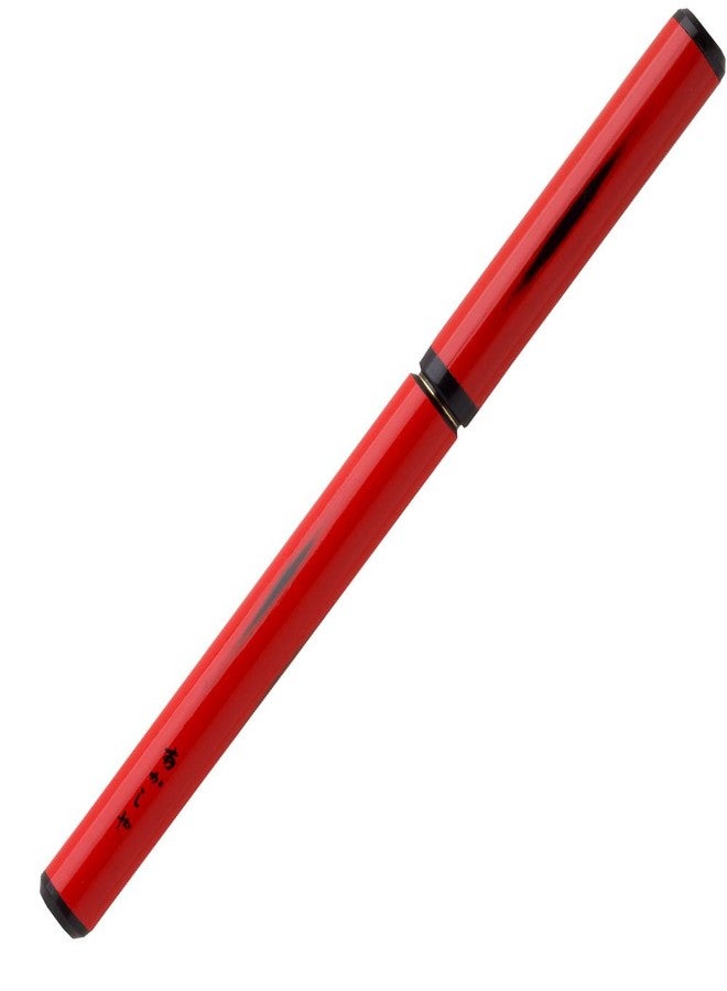 Akashiya AK2000UP-RD Brush Pen, Natural Bamboo Brush Pen, Lacquered, Transparent Case, Red Shaft - Image 1