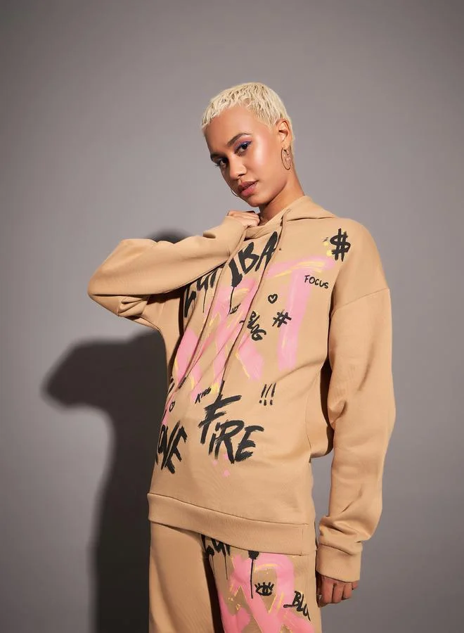 SASSAFRAS Oversized Art Graphic Print Hoodie by Styli