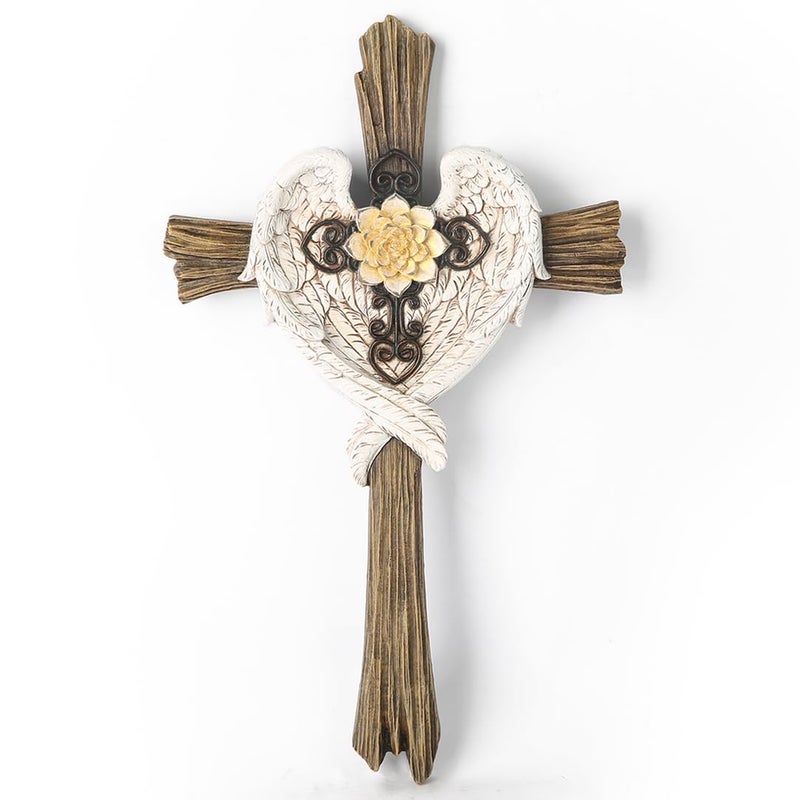 BC BUILDCLASSIC BC Home Decor Angel Wings Decoration for Wall, Rusty Style Wall Crosses, Angel Gift for Her, 13" H Handmade by Buildclassic - Image 1