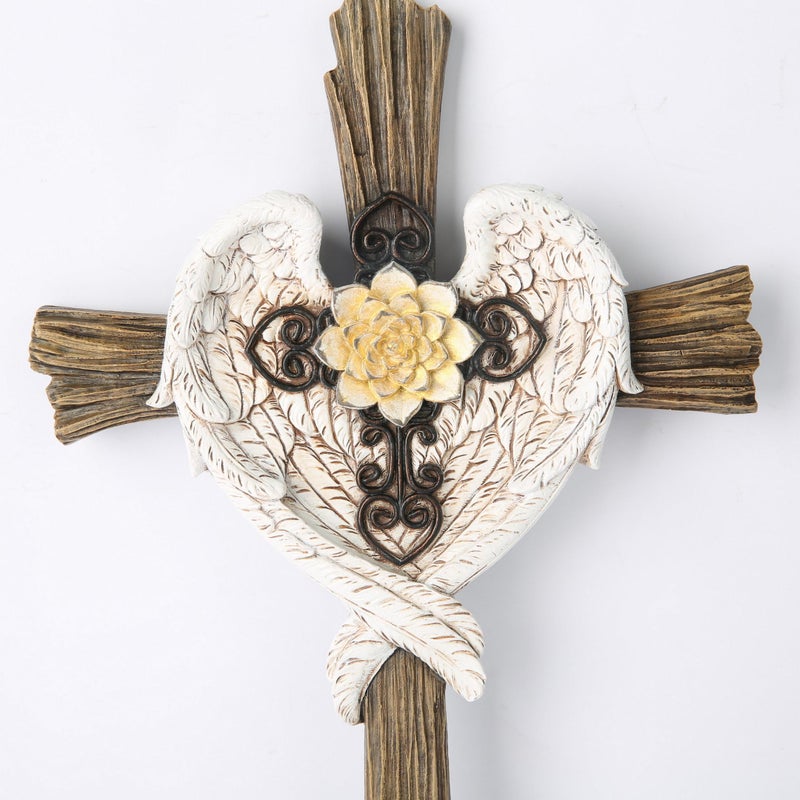 BC BUILDCLASSIC BC Home Decor Angel Wings Decoration for Wall, Rusty Style Wall Crosses, Angel Gift for Her, 13" H Handmade by Buildclassic - Image 2
