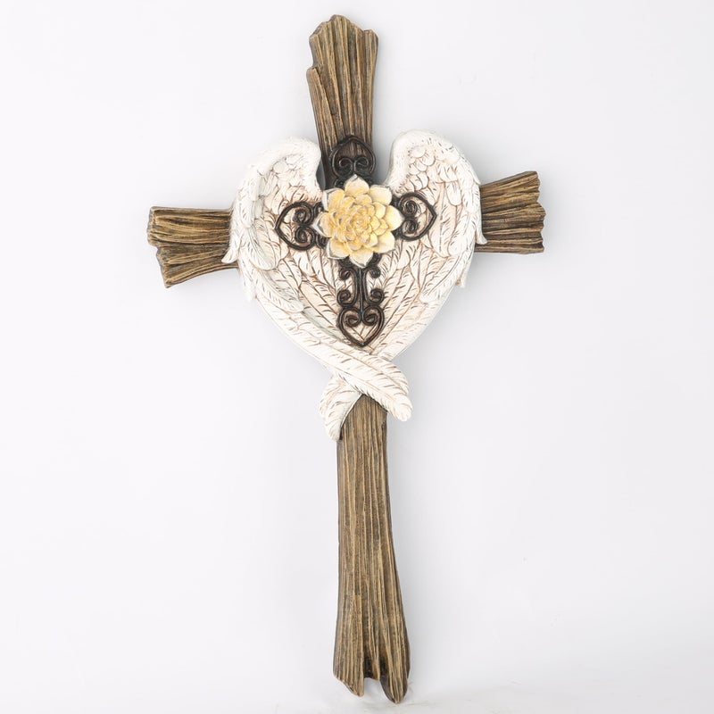 BC BUILDCLASSIC BC Home Decor Angel Wings Decoration for Wall, Rusty Style Wall Crosses, Angel Gift for Her, 13" H Handmade by Buildclassic - Image 3