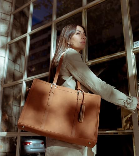 ECOSUSI Laptop Bag For Women 15.6 Inch Work Tote Bags PU Leather Computer Purse For Business Office With 3 Layer Compartments - Image 2
